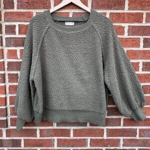 Altar'd State Nubby Sherpa Sweater Med Large Green Lantern Sleeve Slouchy Soft